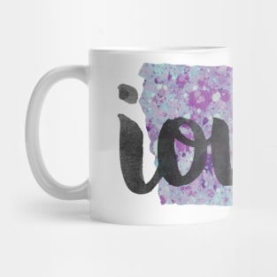 iowa - calligraphy and abstract state outline Mug